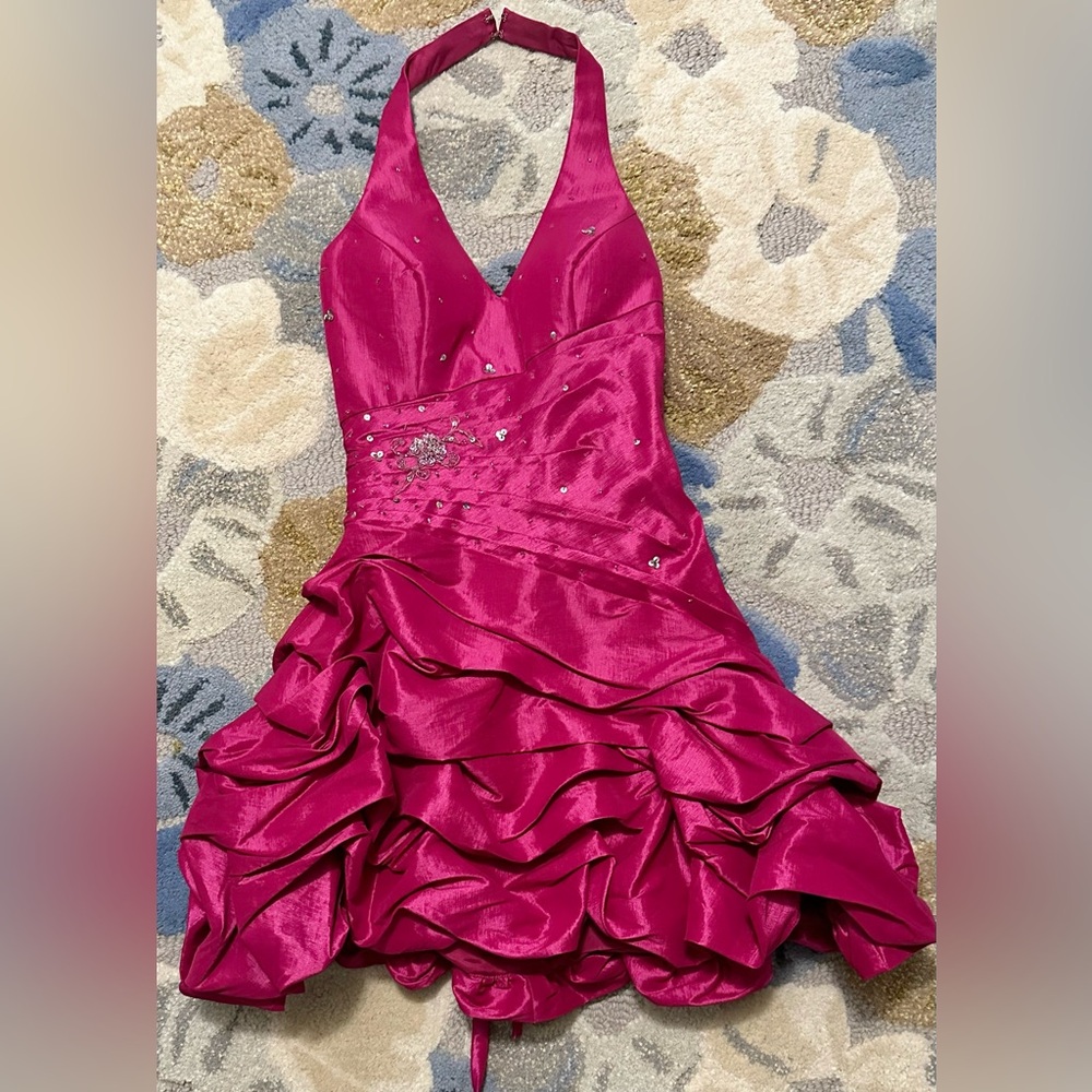 Reserved For Natlie only Cinderella Divine Embellished Halter Front Dress - Picture 4 of 6